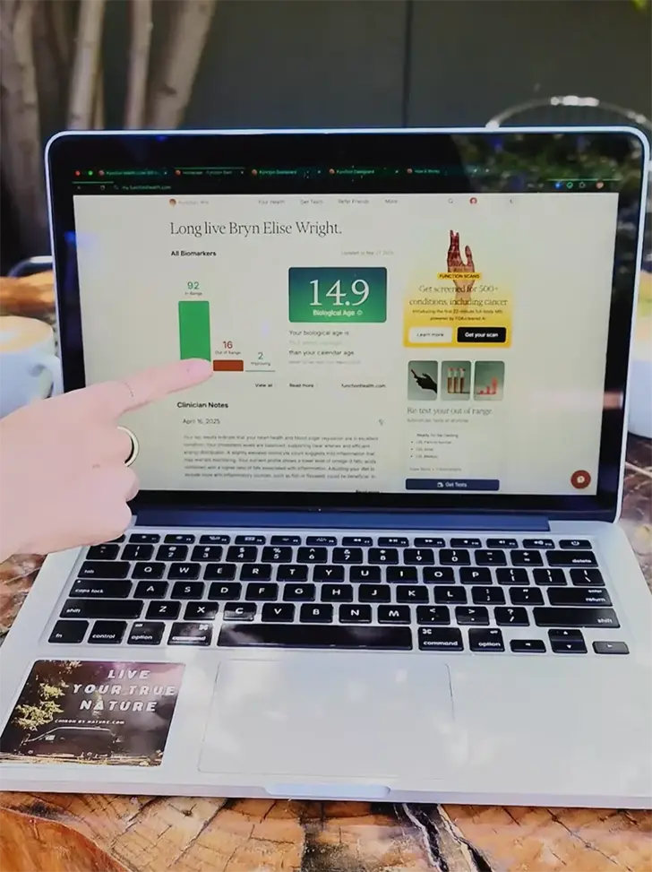 Function Health dashboard showing lab results