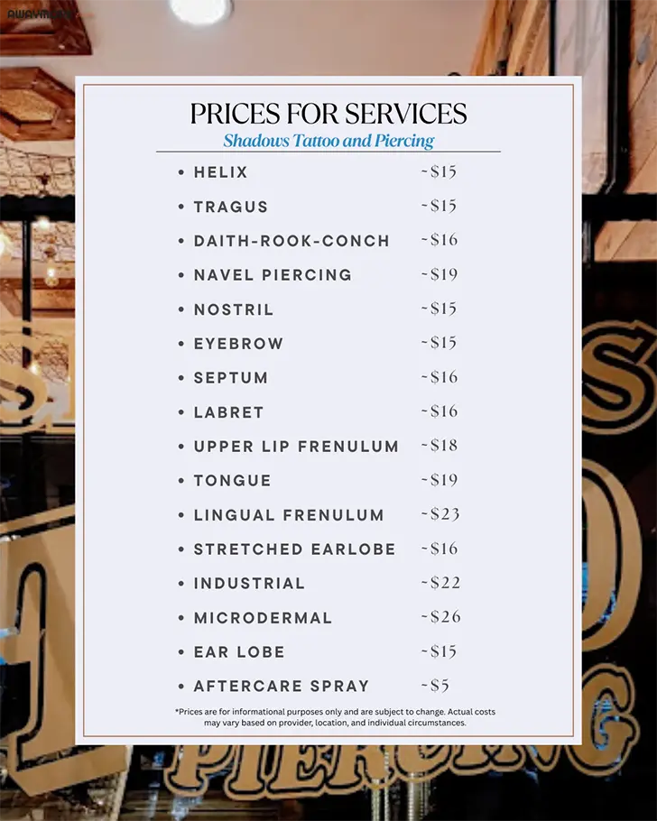 Shadow tattoo & piercing prices in Turkiye